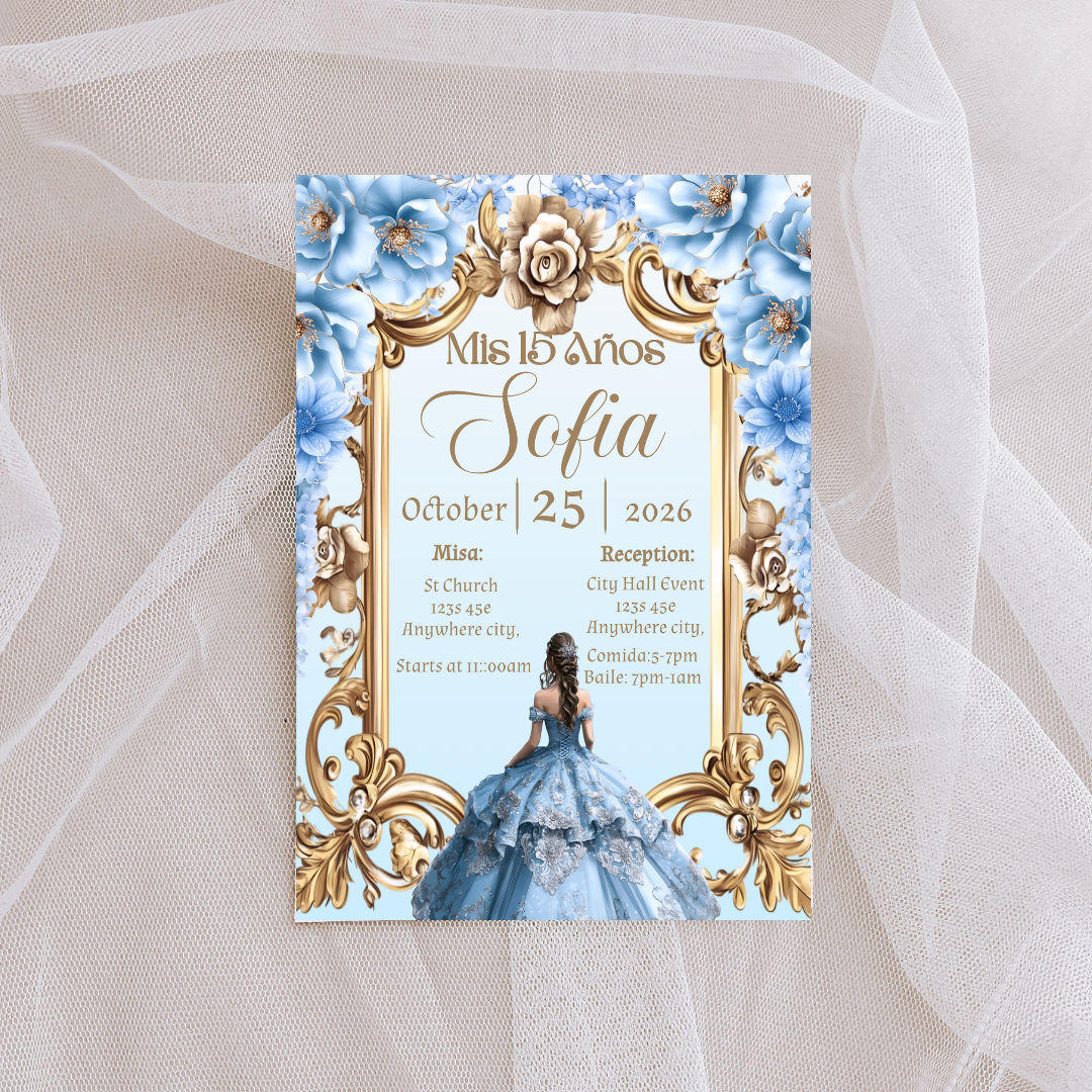 Light Blue Cardstock Invite