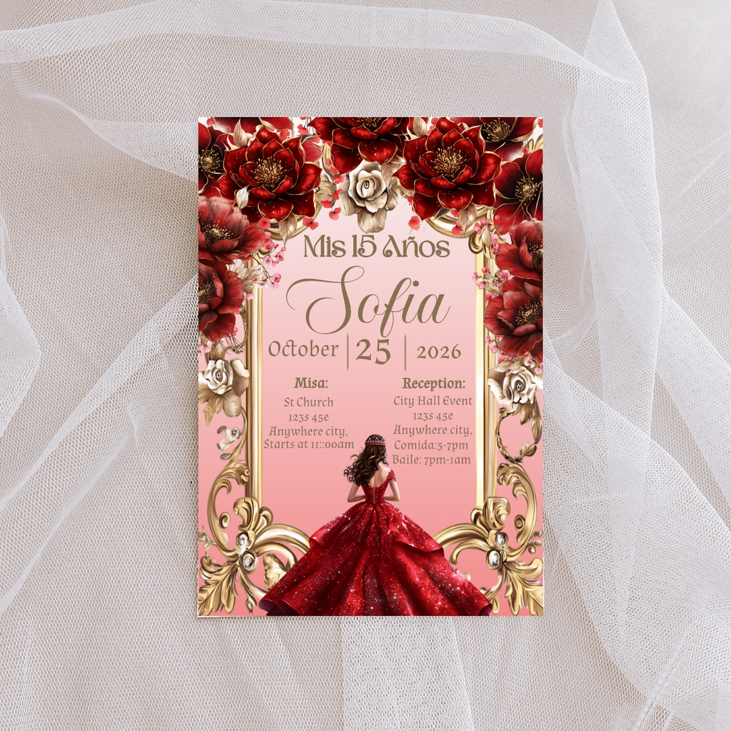 Red Quince Cardstock Invite