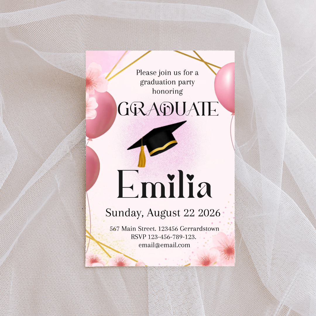 Pink Graduate Cardstock Invite