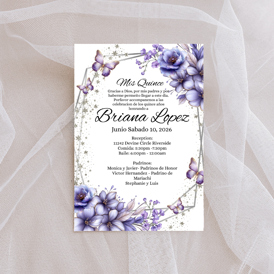 Purple Quince Cardstock Invite