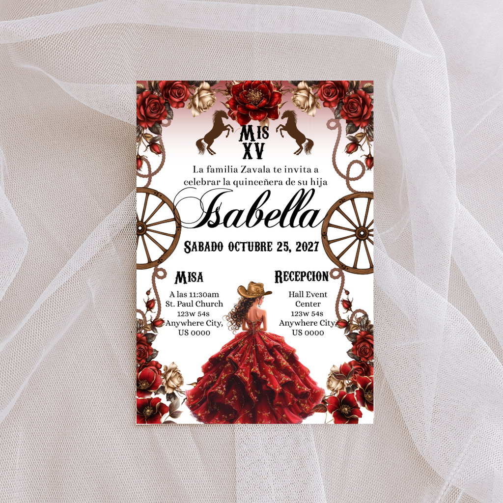 Red Western Quince Digital Invites