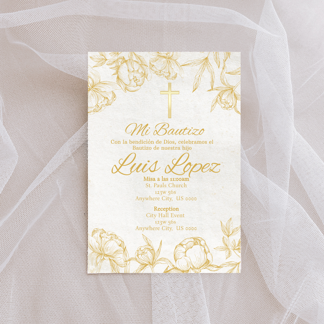 Gold Bautizo Digital Invite