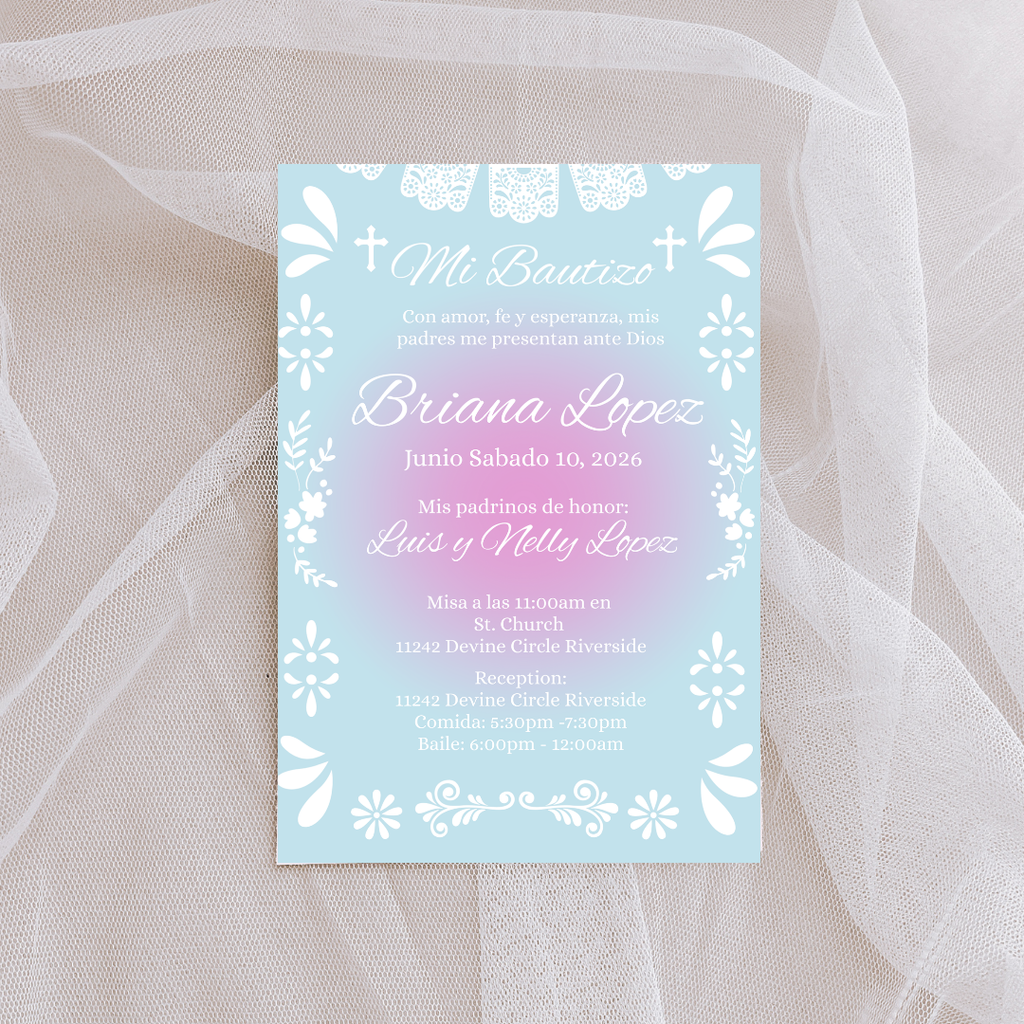 Blue and Pink Cielito Lindo Digital Invite