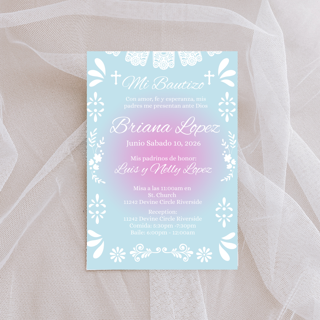 Blue and Pink Cielito Lindo Digital Invite