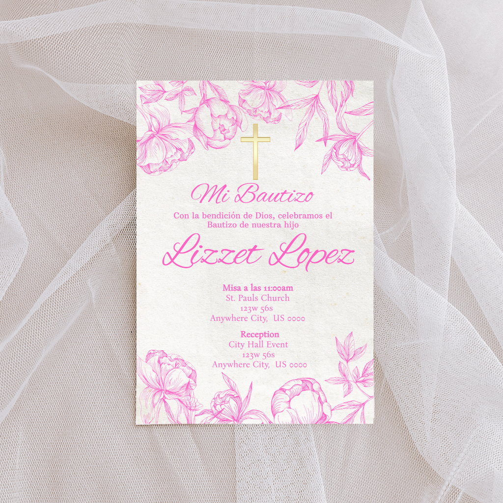 Pink Bautizo Digital Invite