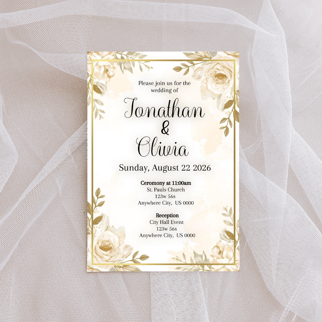 Gold Wedding Cardstock Invites