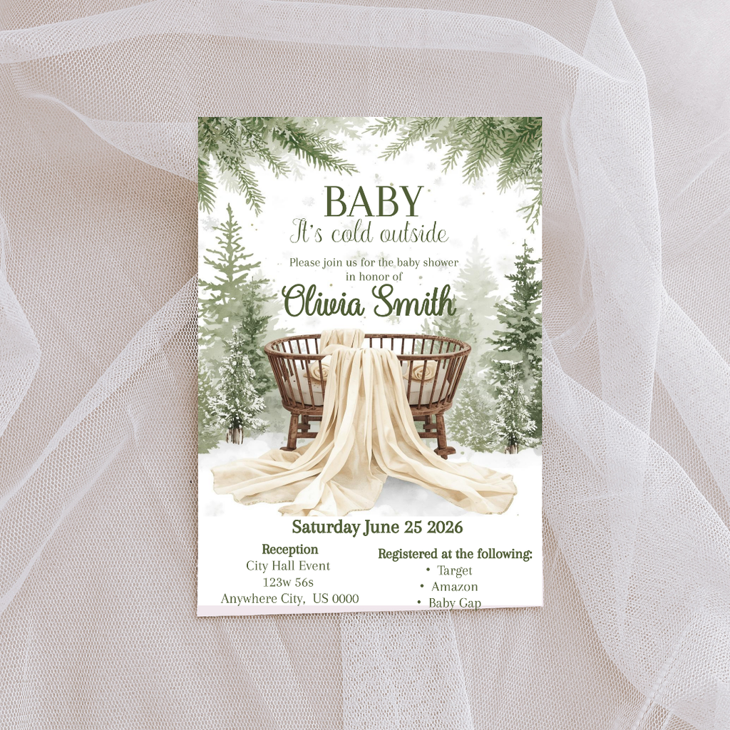 Baby ITS COLD OUTSIDE Cardstock Invite