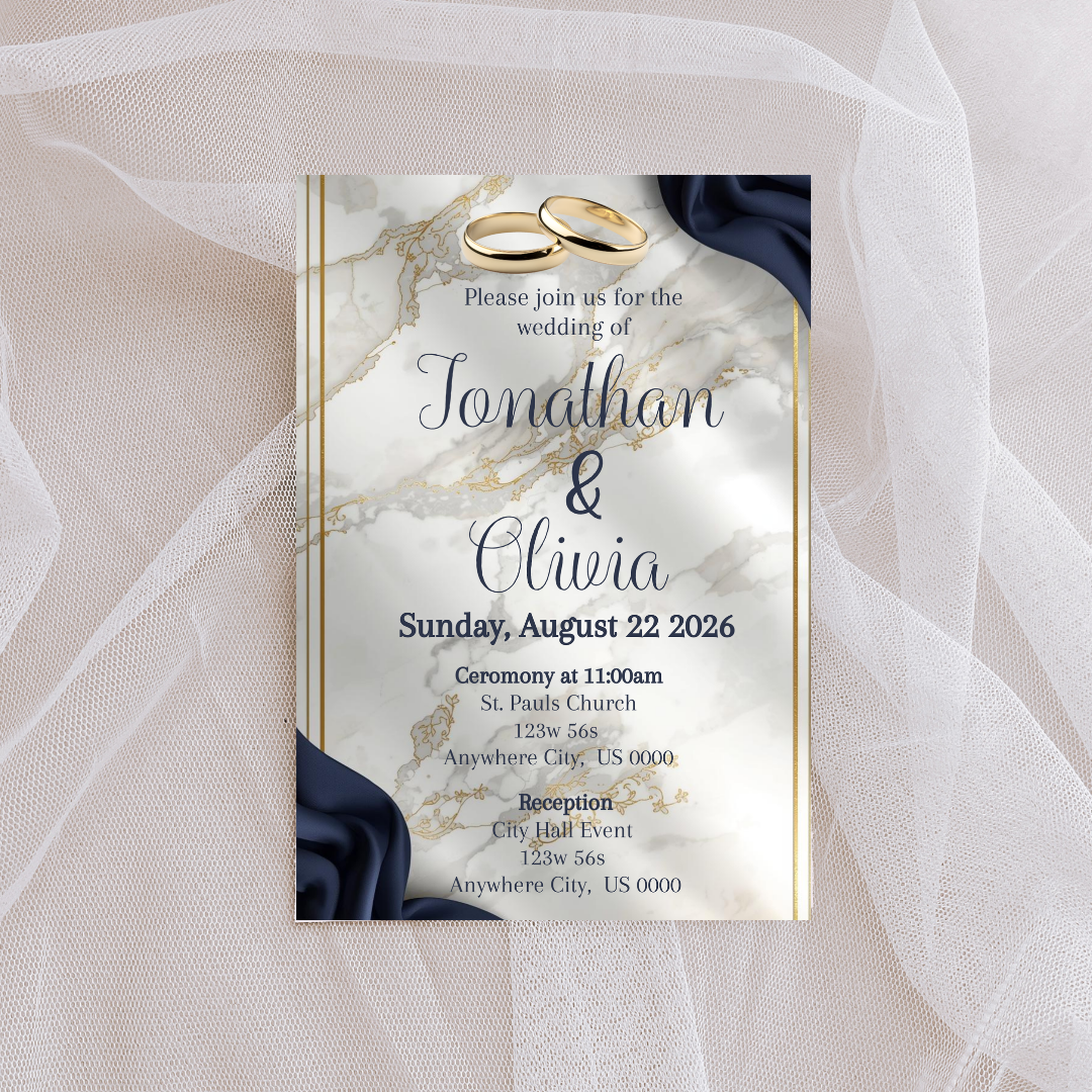 Navy Blue Wedding Invites