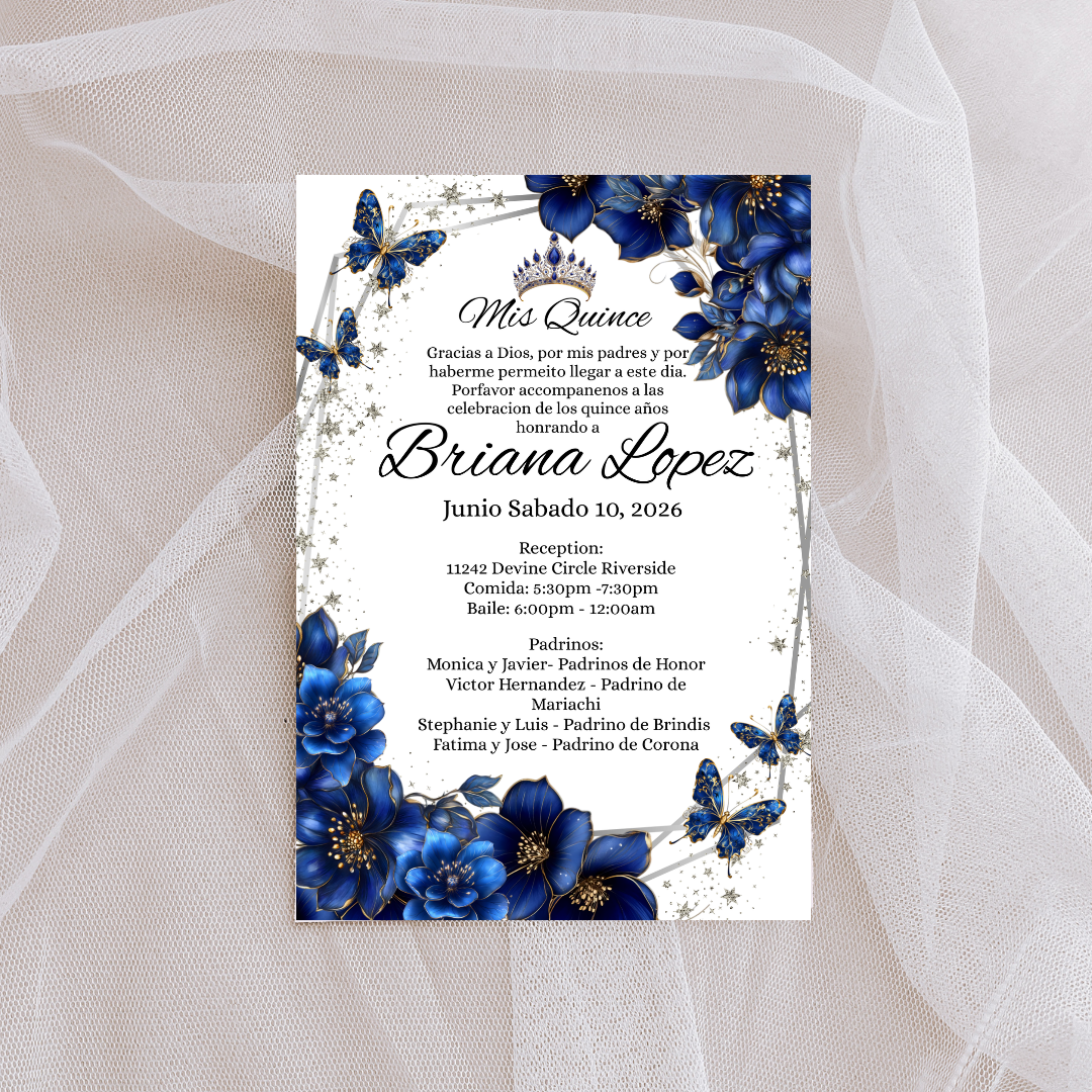 Navy Blue Quince Digital Invite