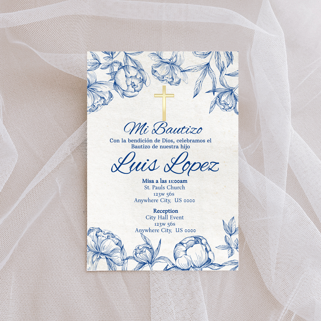 Blue Bautizo Digital Invite