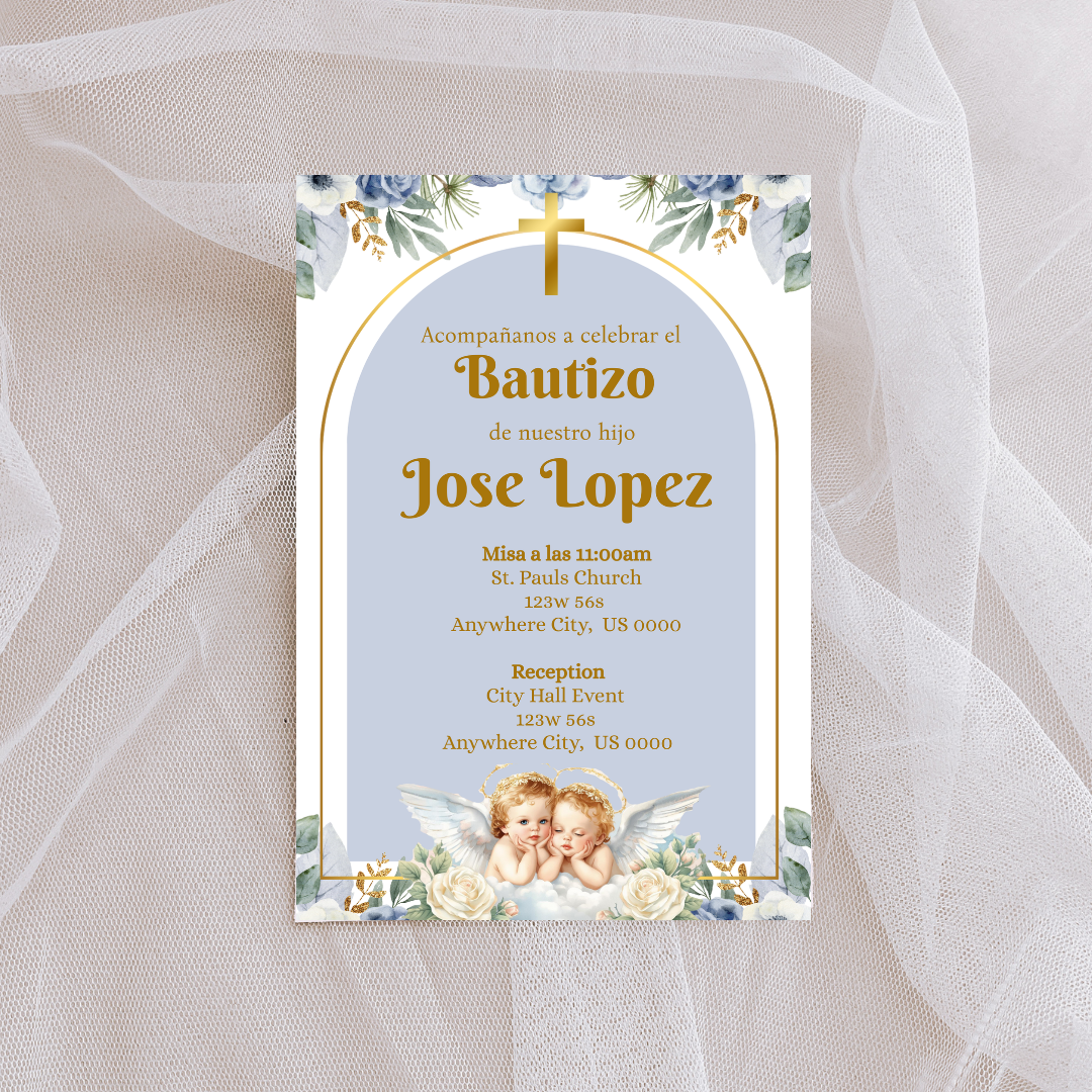 Blue Bautizo Digital Invite