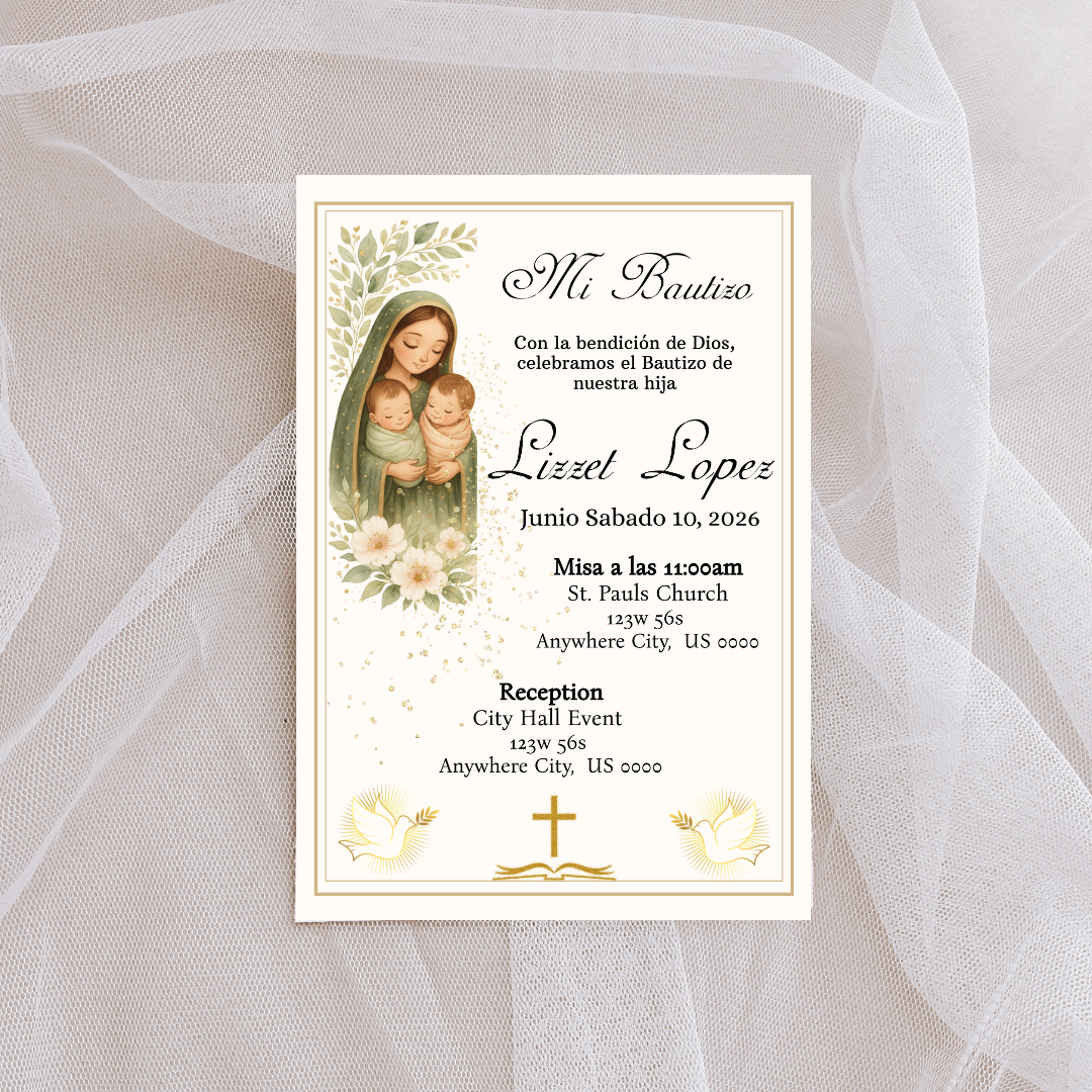Virgen Cardstrock Invites