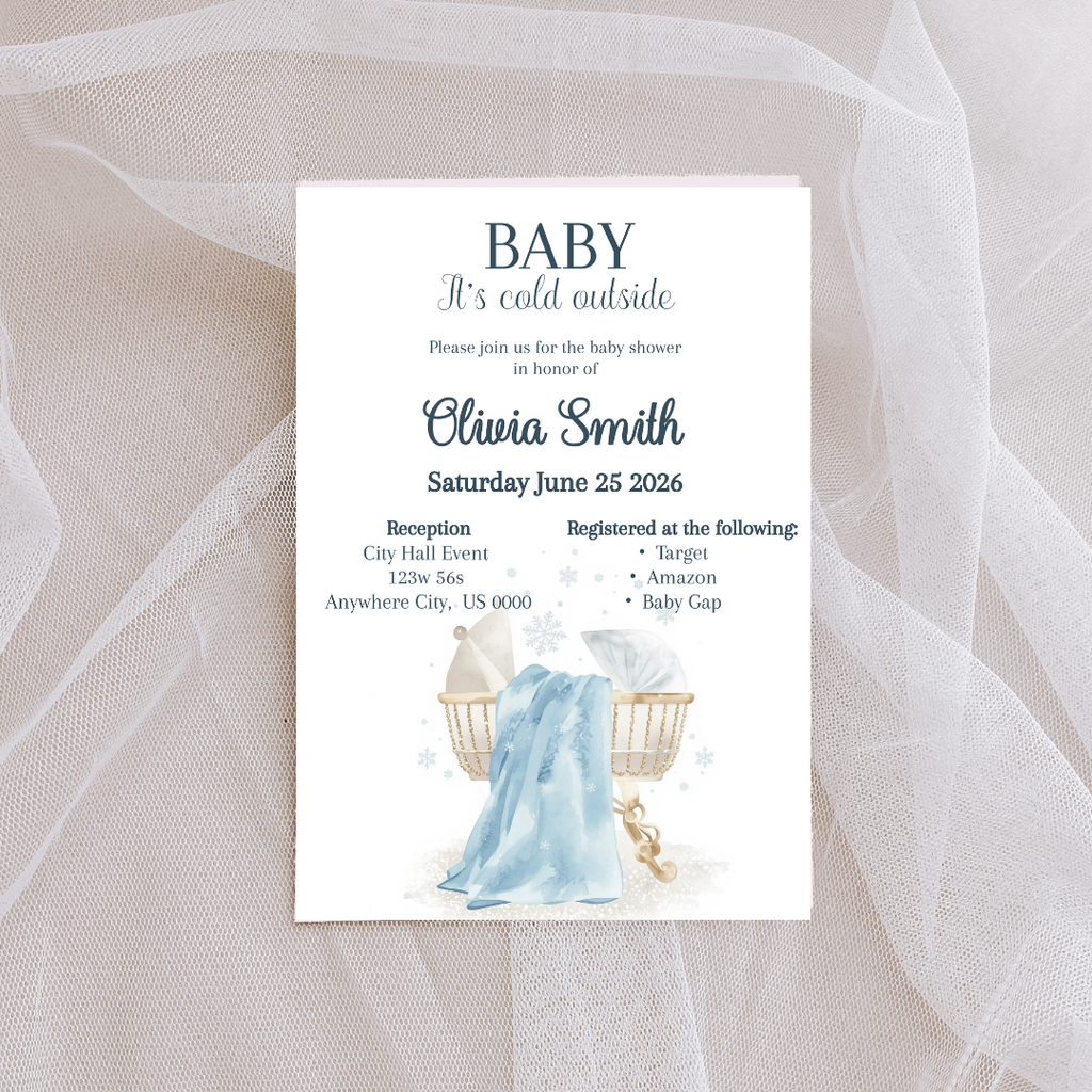 Baby It’s Cold Outside Baby Shower Invitation | Winter Baby Boy Editable Invite