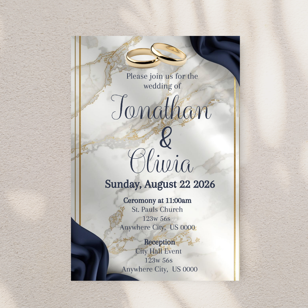 Navy Blue Wedding Invites