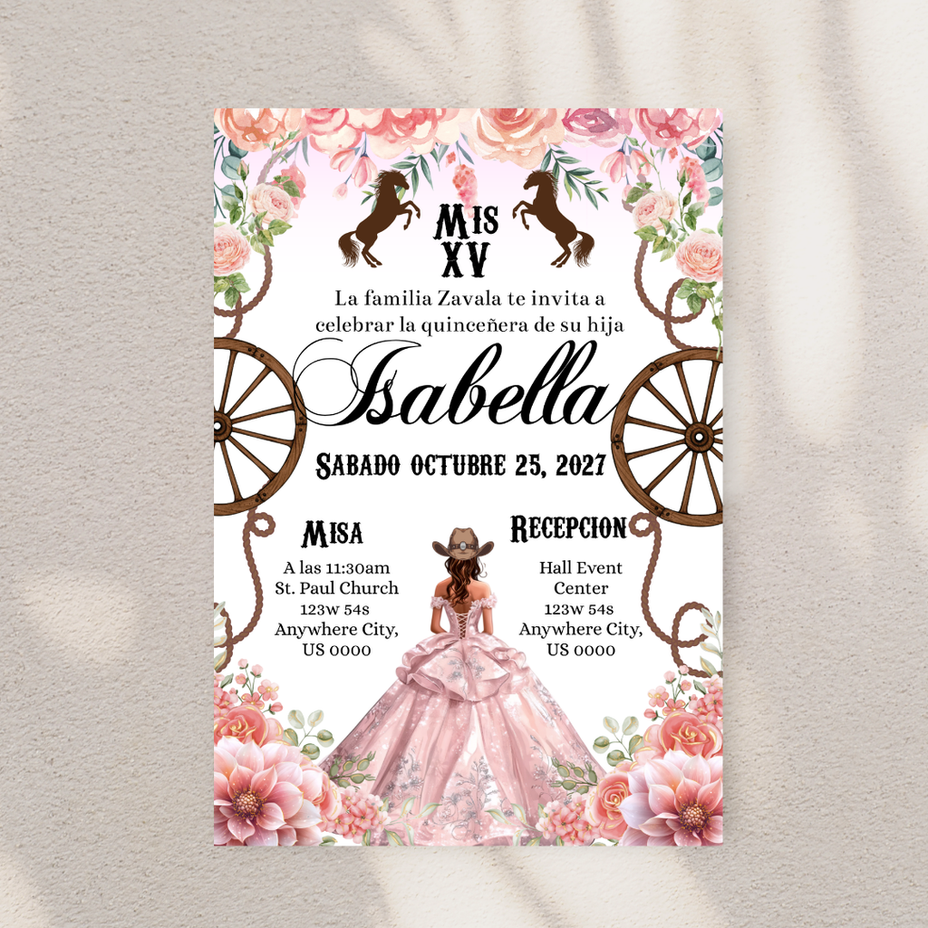 Western Pink Quince Cardstock Invites