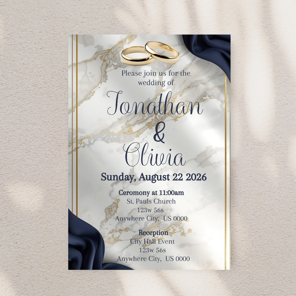 Navy Blue Wedding Digital Invite