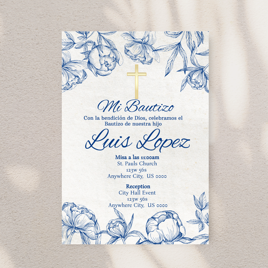 Blue Bautizo Digital Invite
