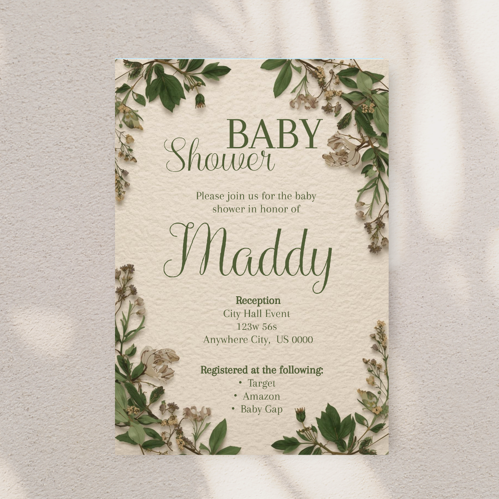 Green Babyshower Digital Invite