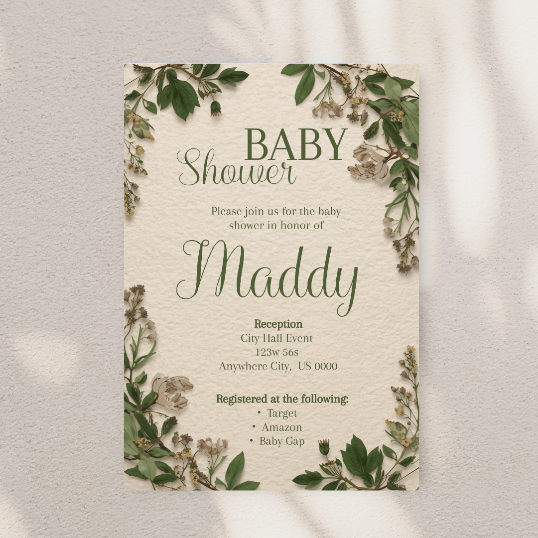 Green Babyshower Digital Invite