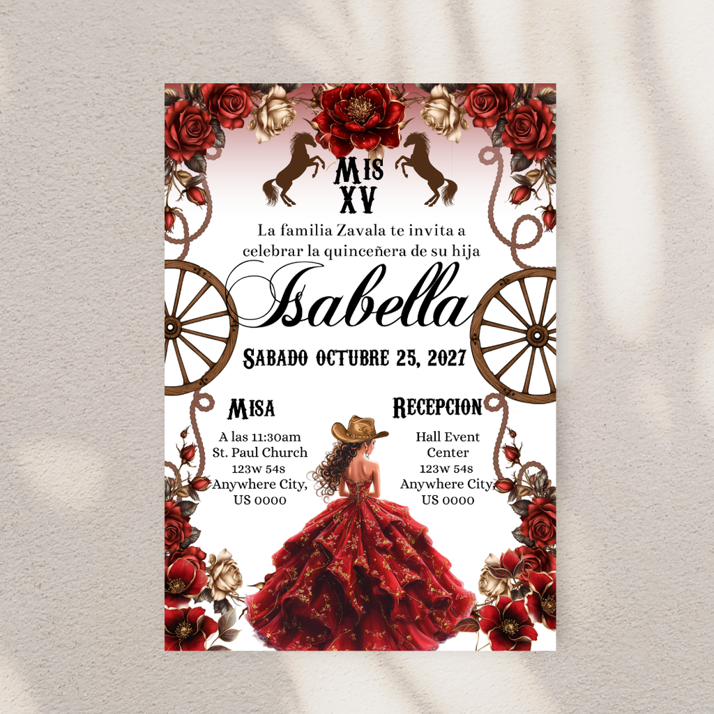 Red Western Quince Digital Invites