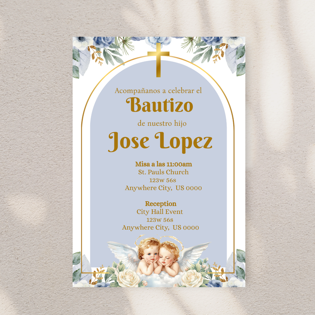 Blue Bautizo Digital Invite