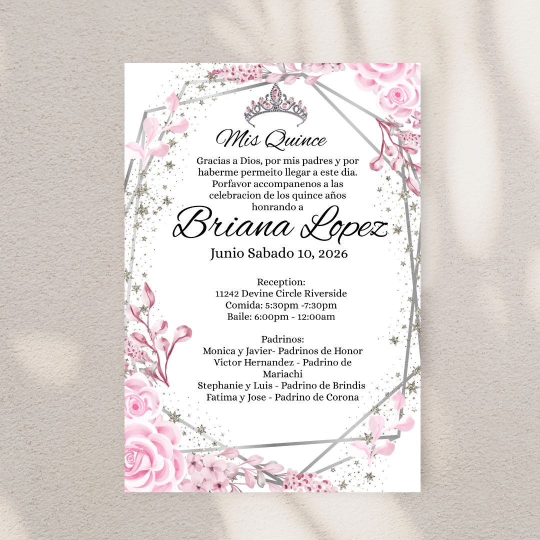 Pink Quince Cardstock Invites
