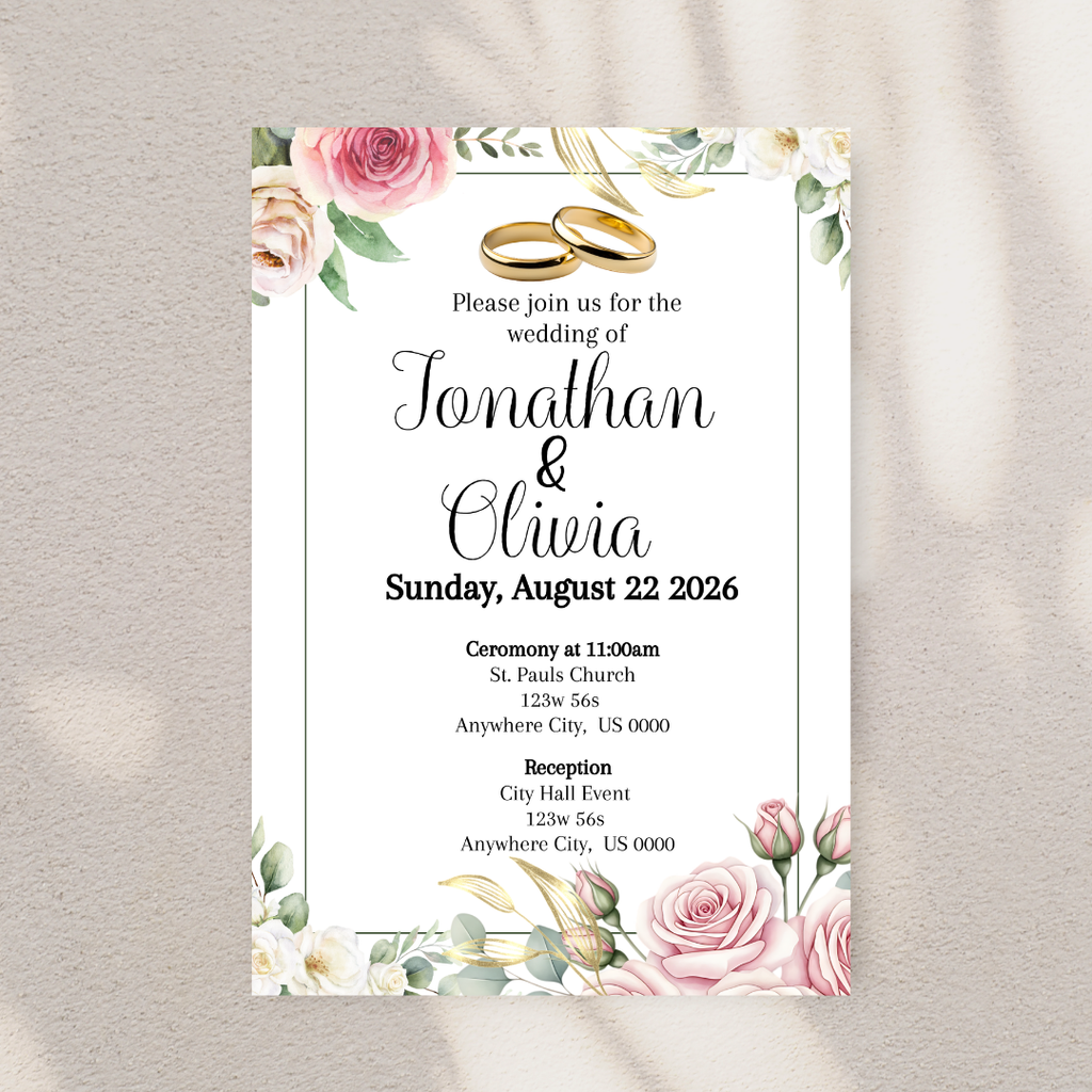 Floral Wedding Cardstock Invites