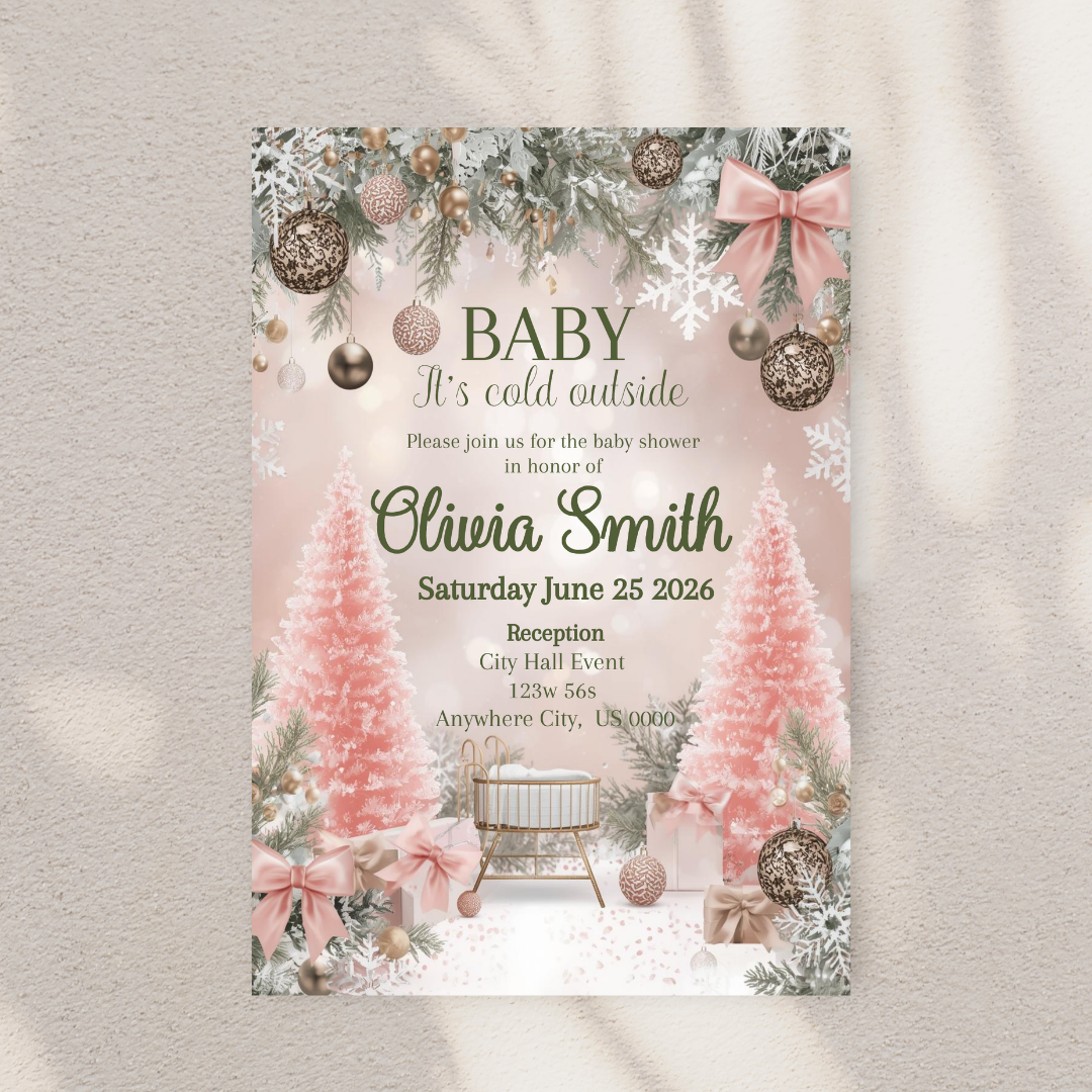 Pink Baby ITS COLD OUTSIDE Digital Invite