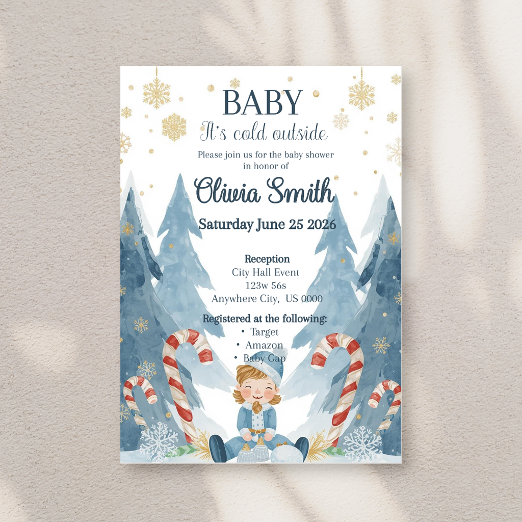Baby It’s Cold Outside Baby Shower Invitation | Winter Wonderland Boy Invite