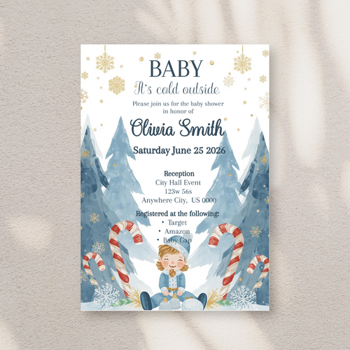 Baby It’s Cold Outside Baby Shower Invitation | Winter Wonderland Boy Invite
