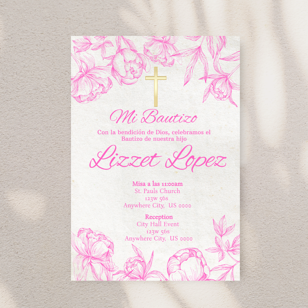 Pink Bautizo Digital Invite