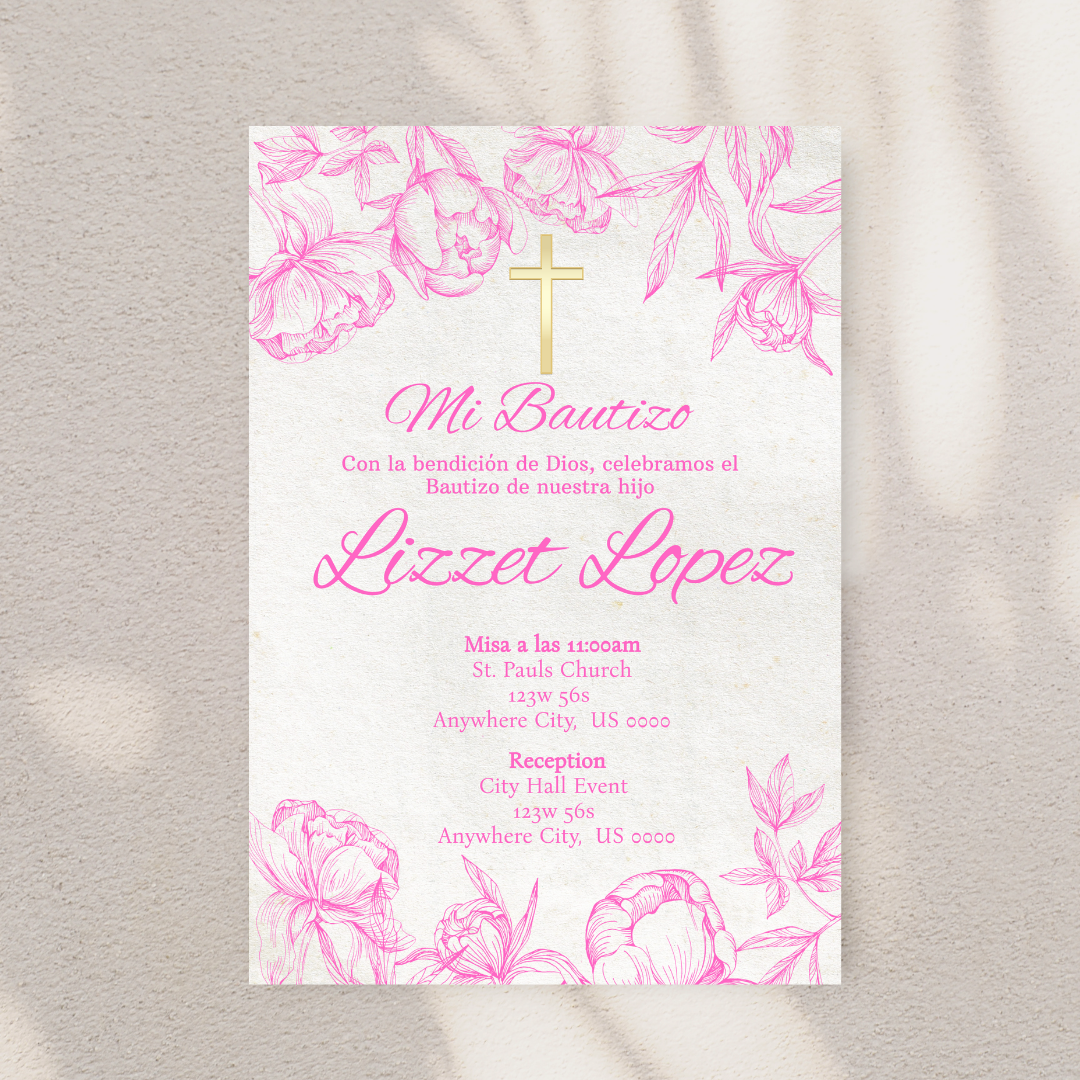 Pink Bautizo Digital Invite