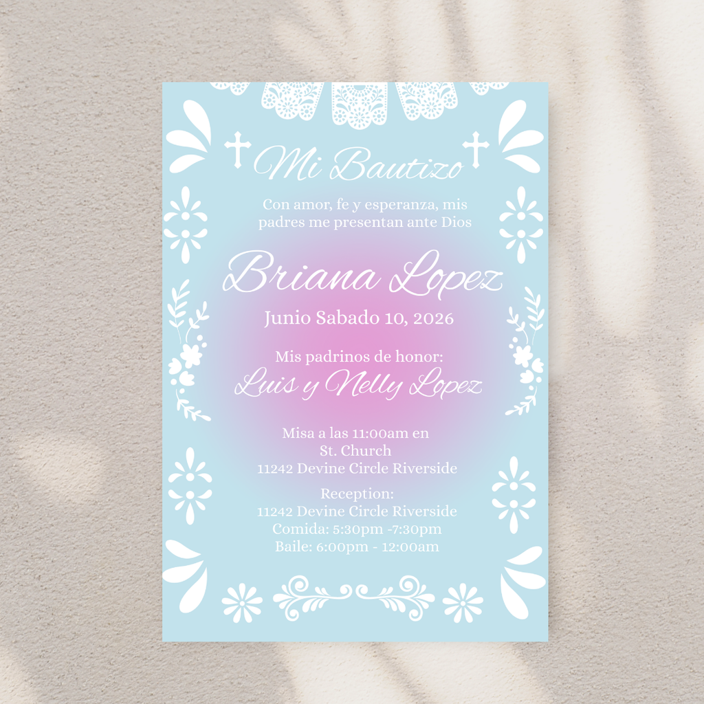 Blue and Pink Cielito Lindo Digital Invite