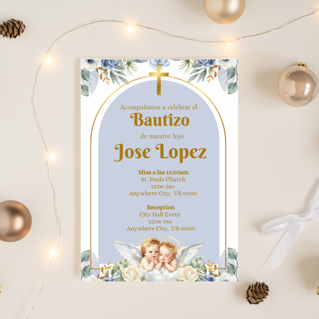 Blue Bautizo Digital Invite