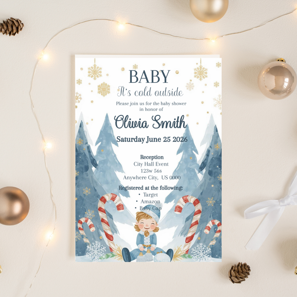 Baby It’s Cold Outside Baby Shower Invitation | Winter Wonderland Boy Invite