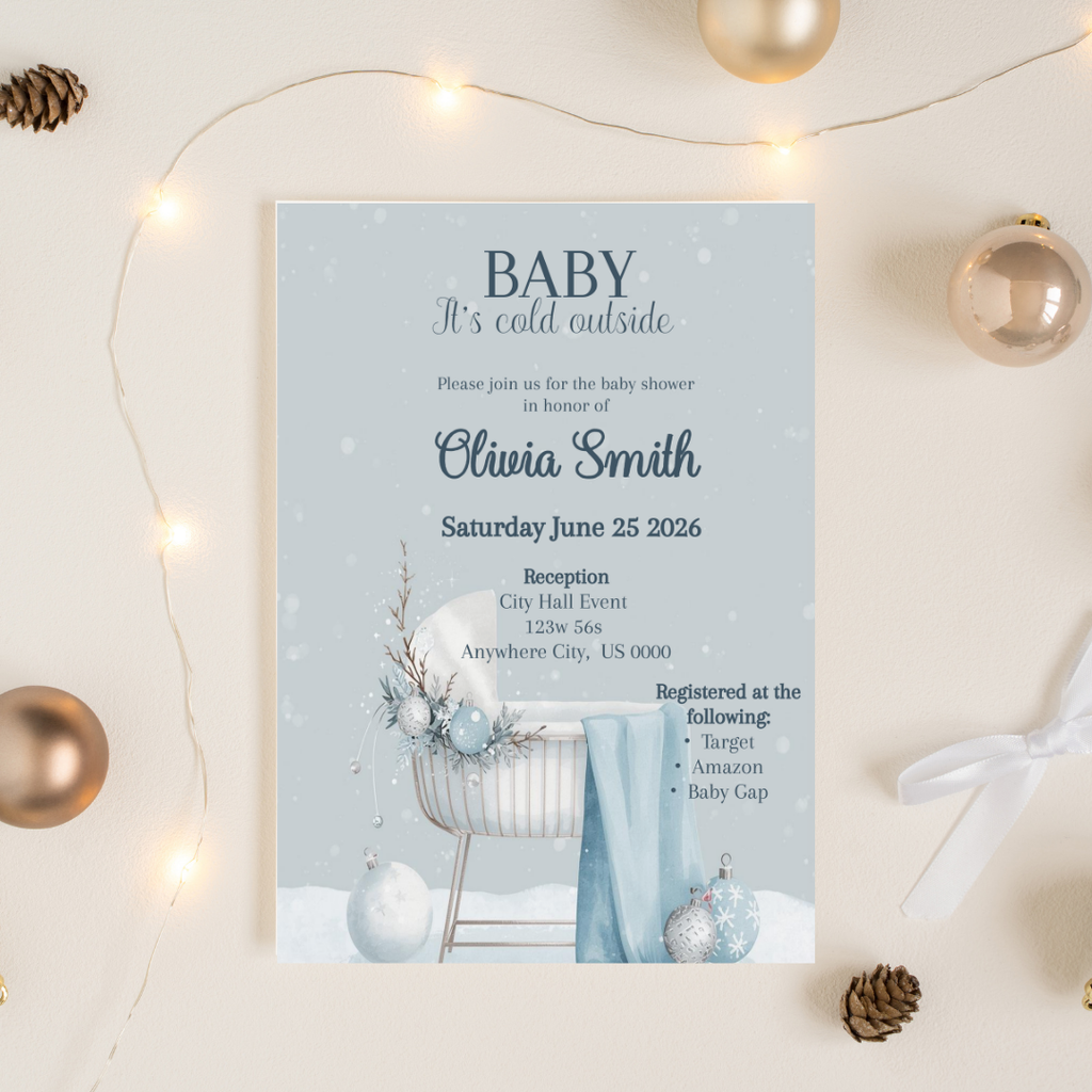 Editable Winter Baby Shower Invitation | Baby It’s Cold Outside Boy Invite