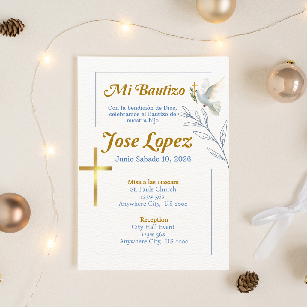 Boy Bautizo Cardstock Invites