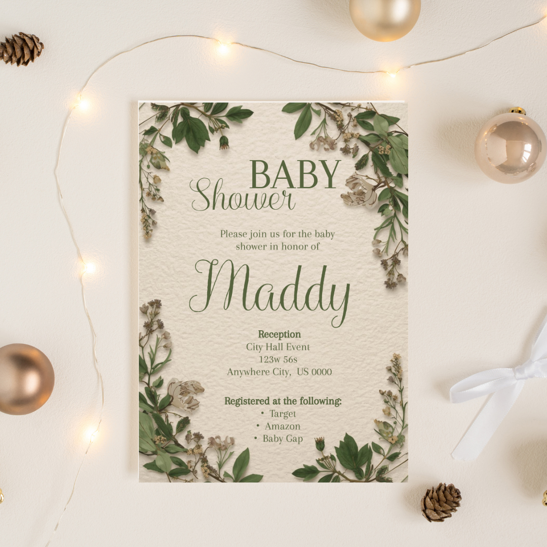 Green Babyshower Digital Invite