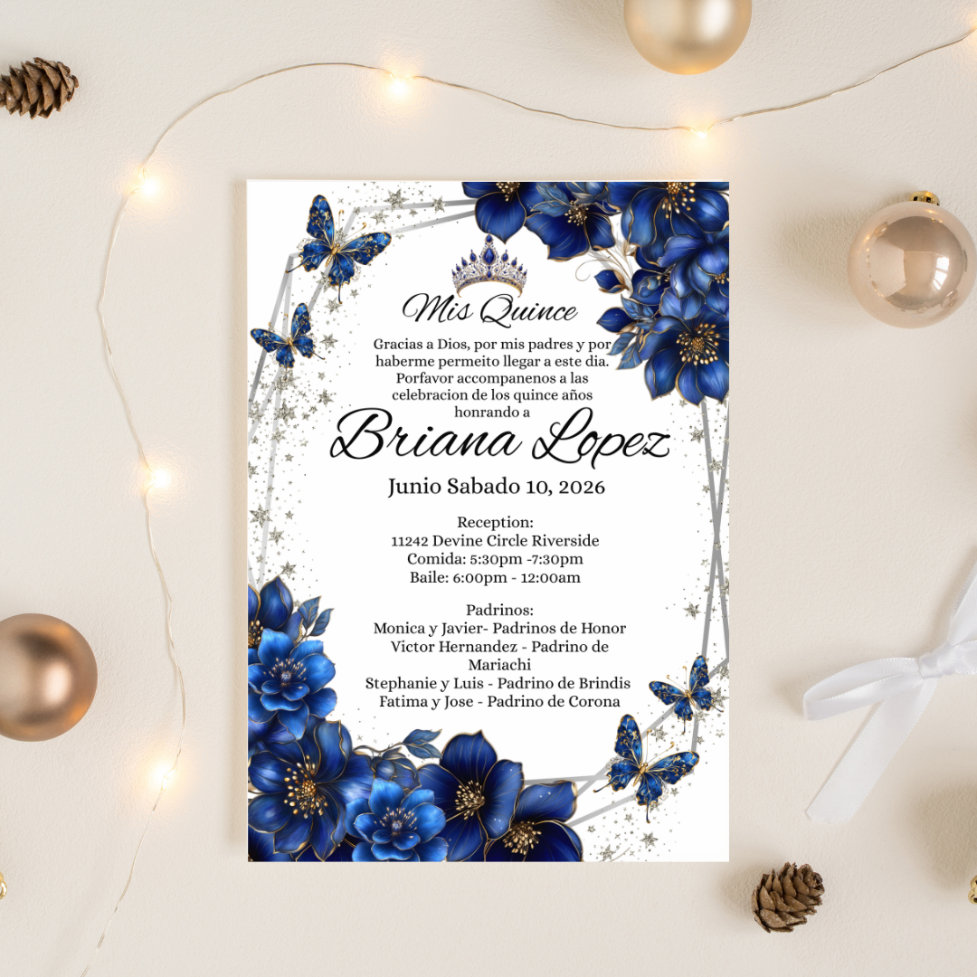 Navy Blue Quince Digital Invite