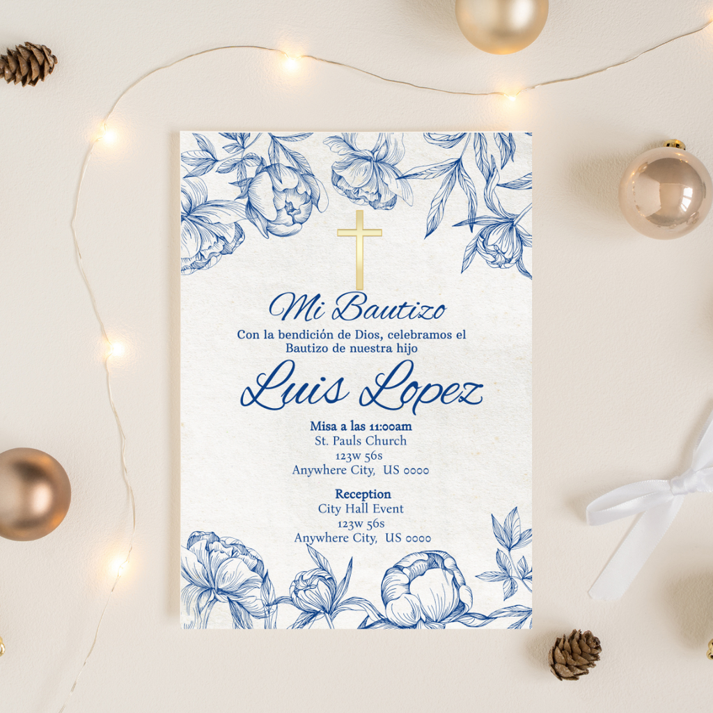 Blue Bautizo Digital Invite