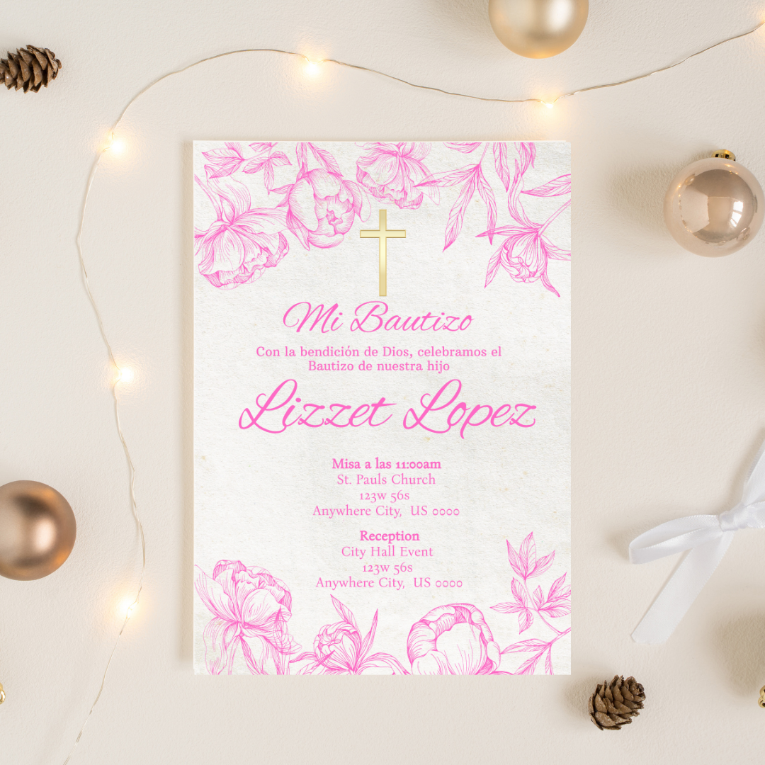 Pink Bautizo Digital Invite