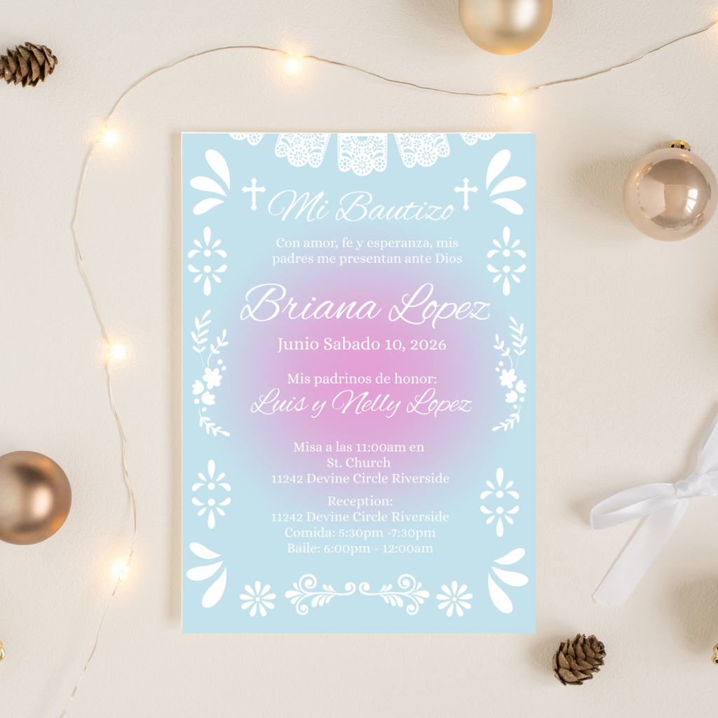 Blue and Pink Cielito Lindo Digital Invite
