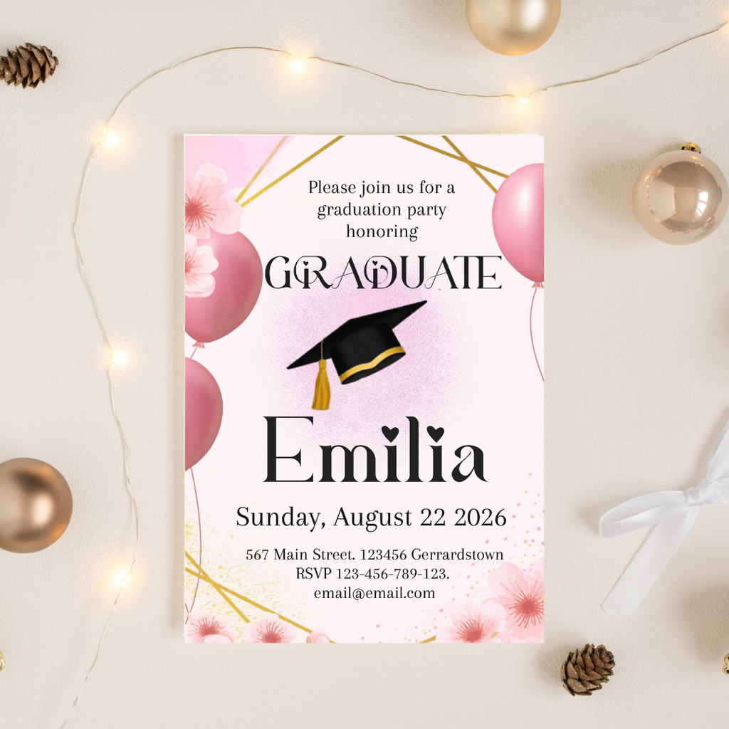Pink Graduate Digital Invite