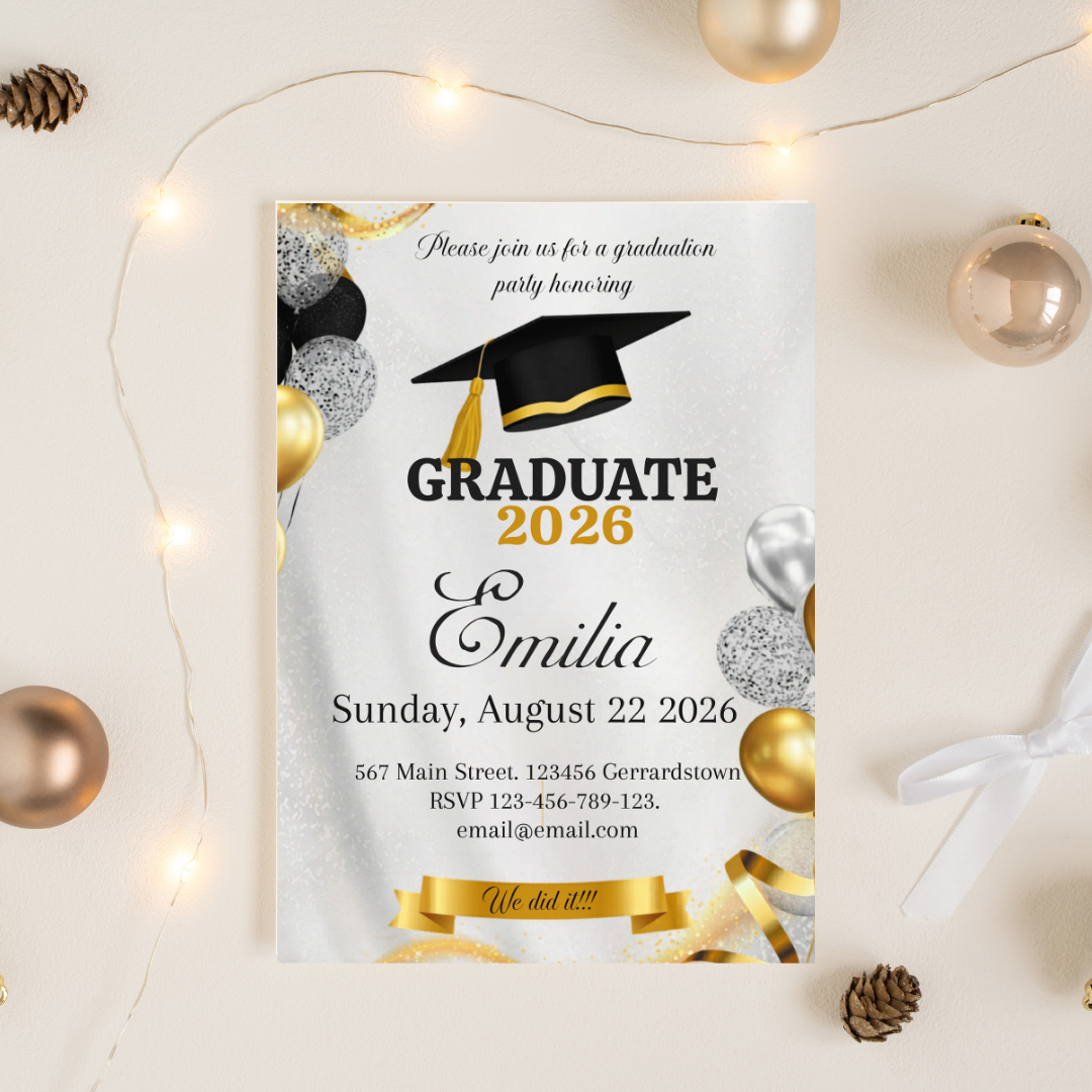 Gold Grad Digital Invite