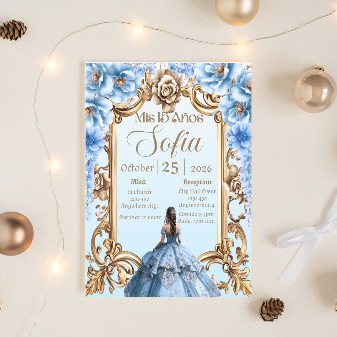 Light Blue Cardstock Invite