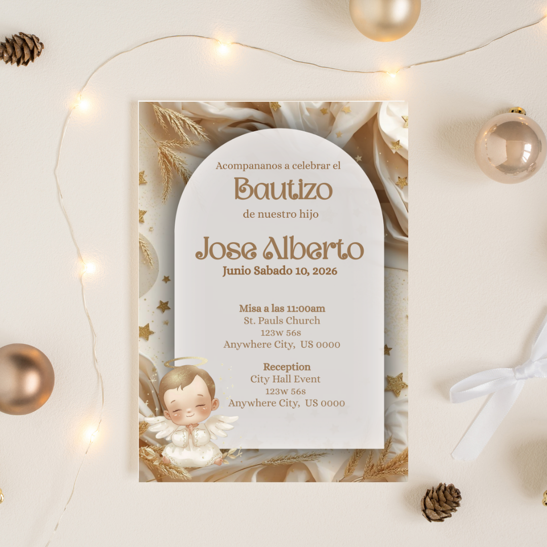 Boho Bautizo Digital Invite