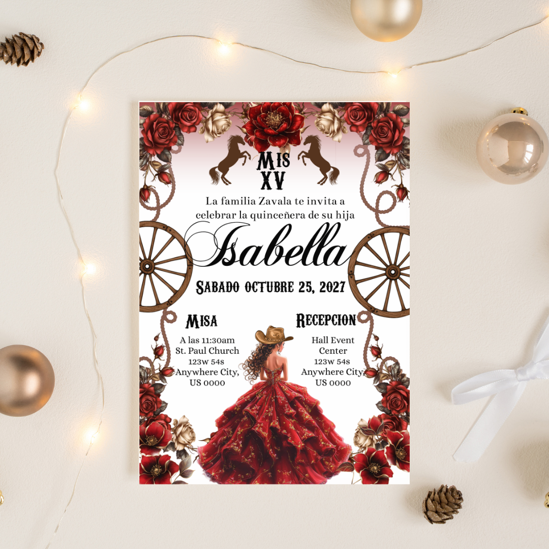 Red Western Quince Digital Invites