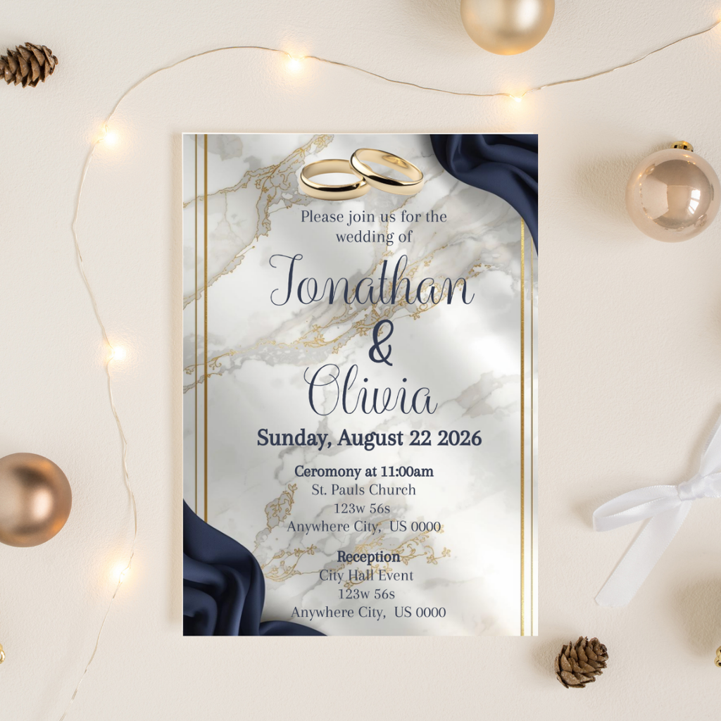Navy Blue Wedding Invites