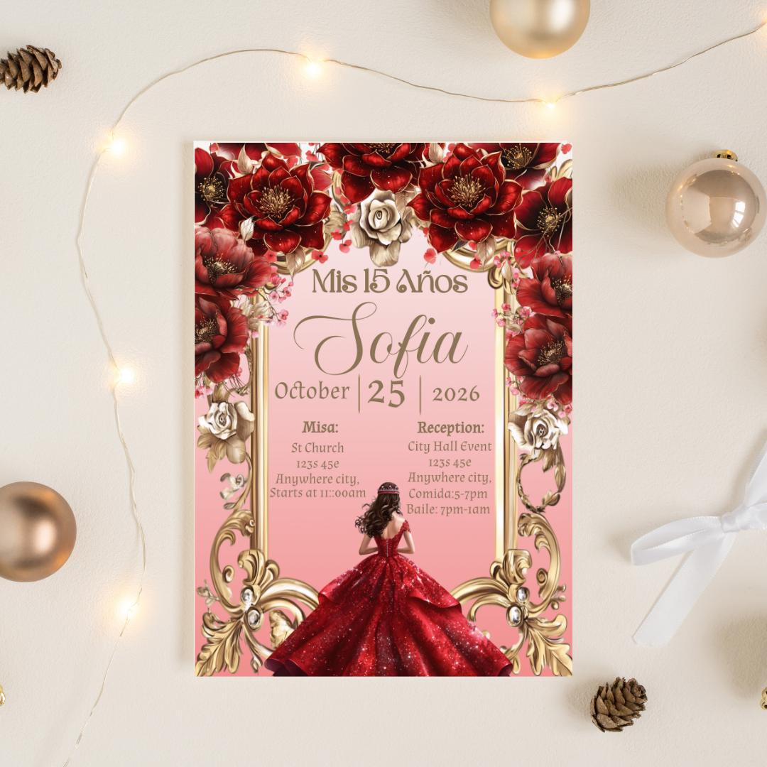 Red Quince Cardstock Invite