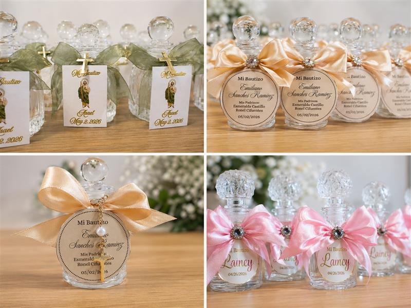 Personalized Agua Bendita Bottle Favors - Set of 12